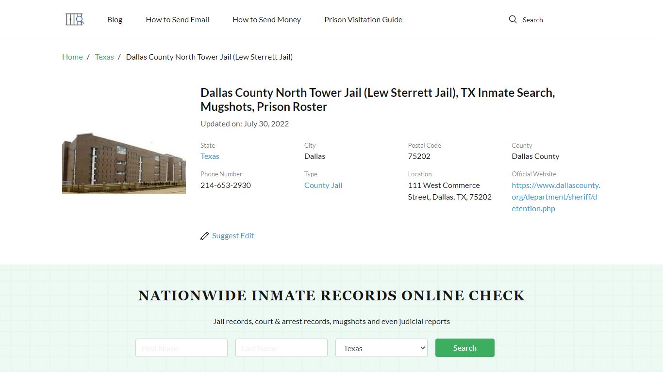 Dallas County North Tower Jail (Lew Sterrett Jail), TX ...